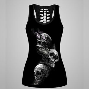 Graphic Image Black Skull Women's Tank Top